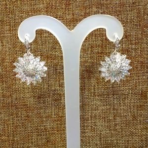 🌻 Sunflower🌻 Sterling Silver/ Clear Crystal EARRINGS